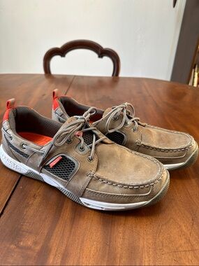 Sperry Men's Brown Boat Shoes with Orange Accents